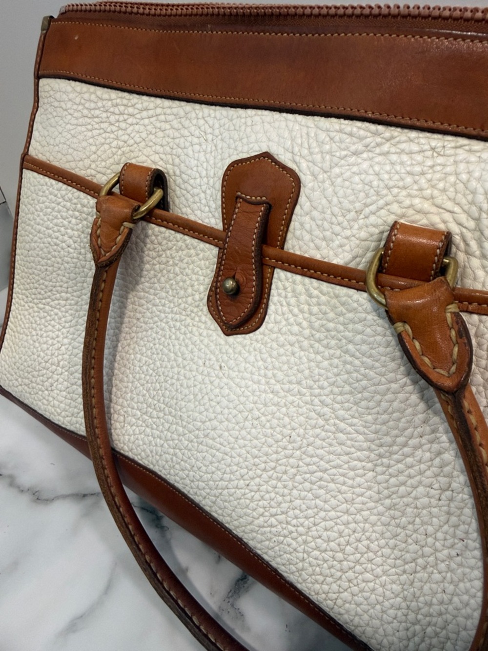 Vintage Dooney & Bourke All-Weather White Leather Satchel - Picture 5 of 16